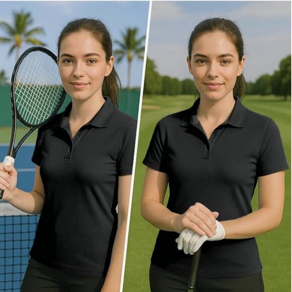 Women's Dry-Fit Golf Polo Shirts 3-Button Golf Polo's XL - Picture 2 of 7